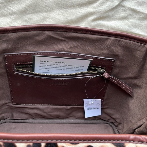 NWT J.Crew Collection Leather and calf hair tote. - Picture 7 of 14